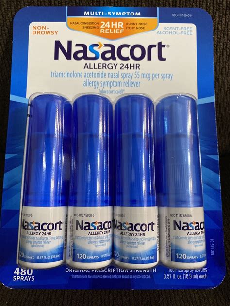 Nasacort Allergy 24hr Non Drowsy Nasal Spray 4 Pack Of 120 480 Sprays Exp 2025 Ebay