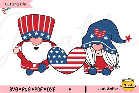 Two Gnome 4th Of July Svg Patriotic Gnomes Independence Day