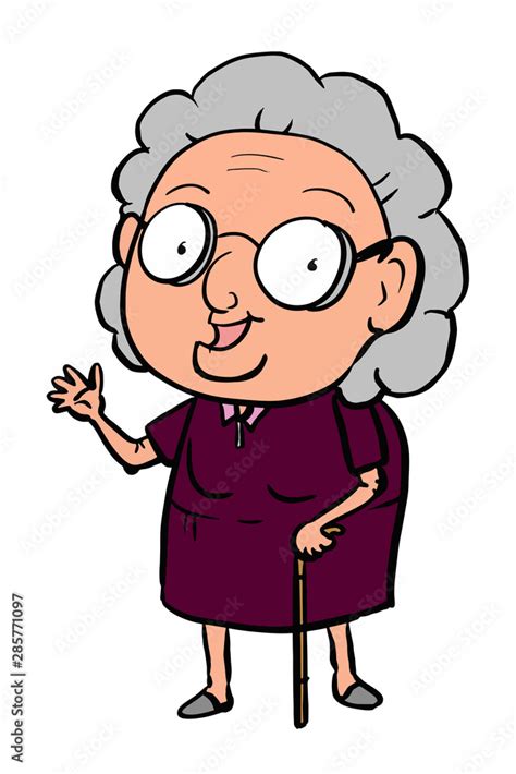 cute funny cartoon characters grey hair grandma illustration drawing ...