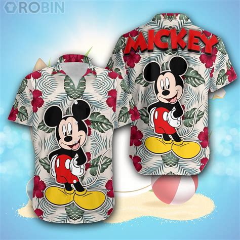 Mickey Mouse Green Floral Disney Hawaiian Shirt - RobinPlaceFabrics