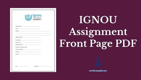 Ignou Assignment Front Page Pdf