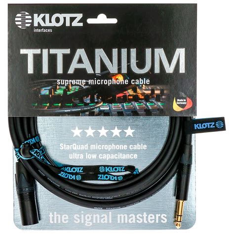 Klotz Câble Titanium StarQuad Jack TRS mâle XLR mâle Neutrik 5m