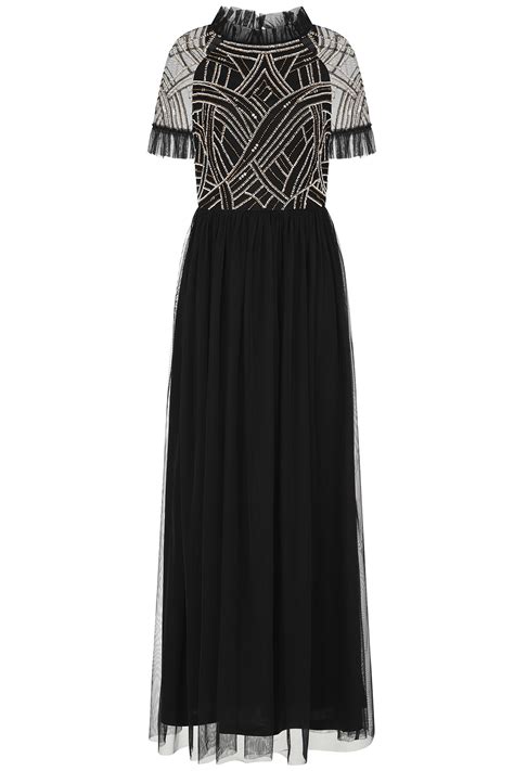 Nancy Black Embellished Bodice Maxi Dress Frock And Frill