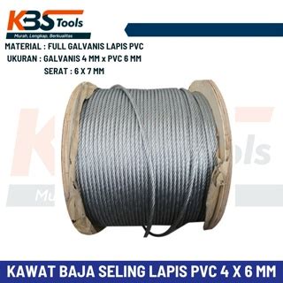 Jual Kawat Baja Seling Galvanis X Mm Lapis Pvc Kawat Sling