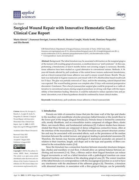 Pdf Surgical Wound Repair With Innovative Hemostatic Glue Clinical