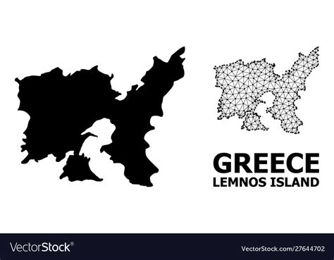 Solid And Mesh Map Lemnos Island Royalty Free Vector Image