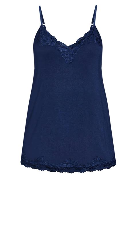 Lace Cami Navy Top Evans