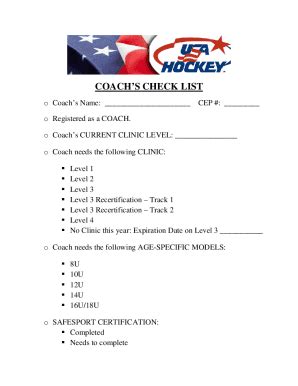 Fillable Online Cdn Sportngin Comcoacheschecklistcoach S Check List