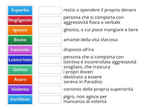 Collega Ogni Parola Dantesca Al Suo Significato Match Up