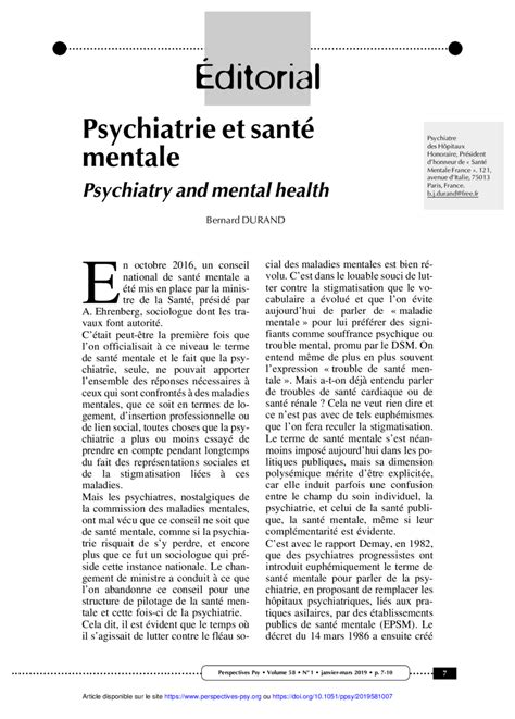 Psychiatrie Et Santé Mentale Perspectives Psy