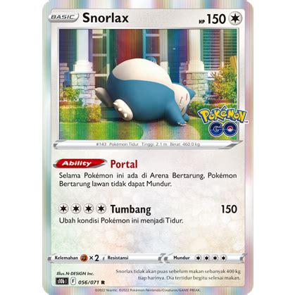 Pokemon TCG INDONESIA SNORLAX HOLOGRAM POKEMON GO S10B 056 071 Shopee