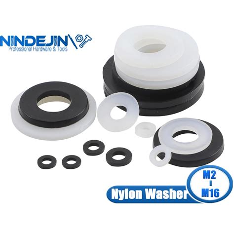 NINDEJIN 4 100pcs Black White Nylon Washers M2 M2 5 M3 M4 M5 M6 M8 M10