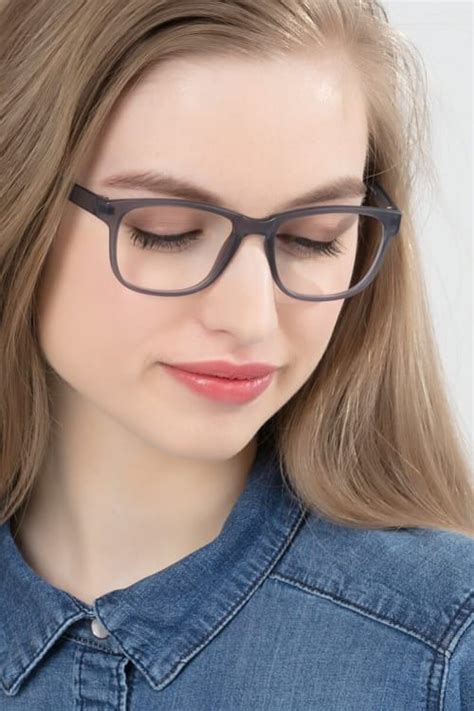 Milo Matte Gray Plastic Eyeglass Frames For Women From Eyebuydirect Front View Glasses Outfit