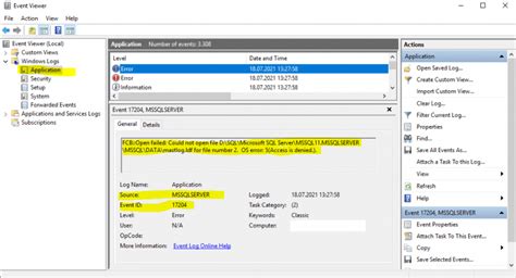 Microsoft SQL Server FCB Open Failed Could Not Open File Mastlog