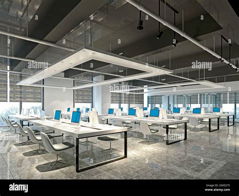 3d Render Of Working Office Stock Photo Alamy