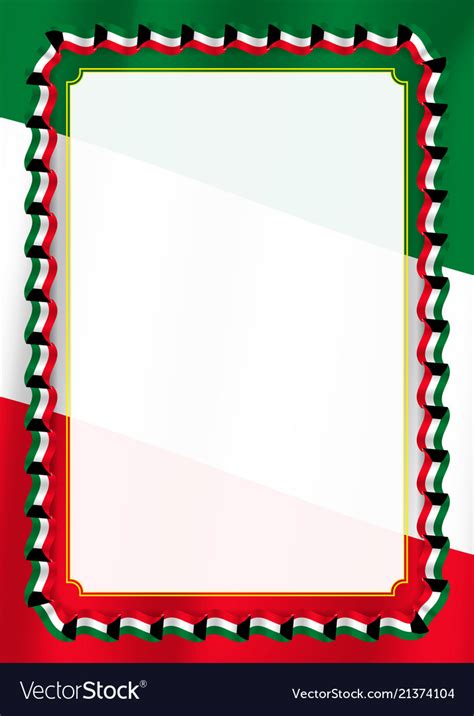 Frame and border of ribbon with kuwait flag Vector Image