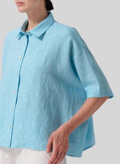 Linen Boxy Sleeves Shirt Plus Size