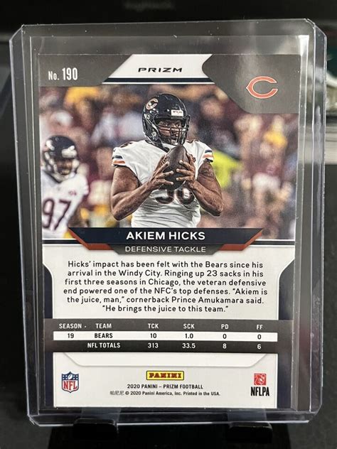 Panini Prizm Akiem Hicks Neon Green Pulsar Chicago Bears Ebay