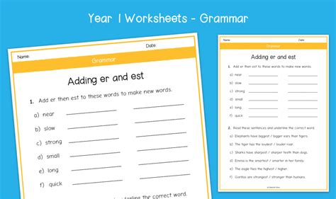 Year 1 Adding The Suffixes Er And Est Worksheets Ks1 Grammar