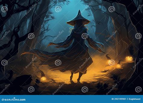 A Witch for Halloween, an Old Image Stock Illustration - Illustration ...