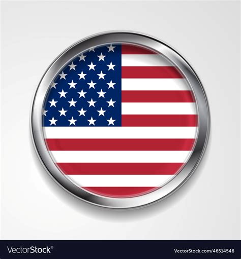 Abstract button with metallic frame usa flag Vector Image