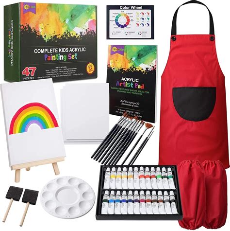 Kids Art Set 25 Pcs – Deluxe Acrylic Paint Set for Kids Includes Non ...