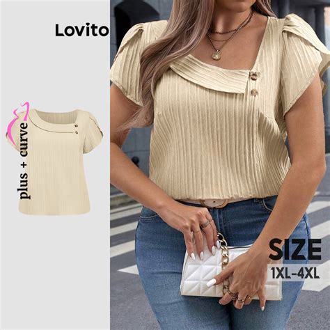 Lovito Blusa Plus Size Curve Elegante Simples Assim Trica Para Mulheres