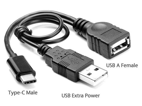 Usb Type C Otg Cable With Usb External Power Supply