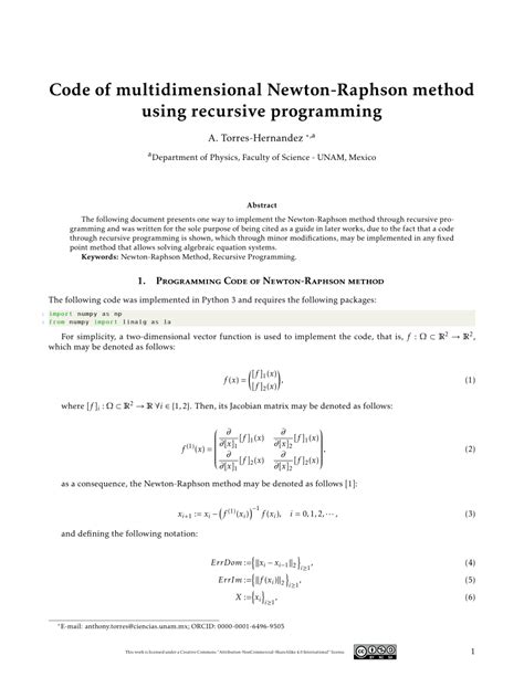 Pdf Code Of Multidimensional Newton Raphson Method Using Recursive