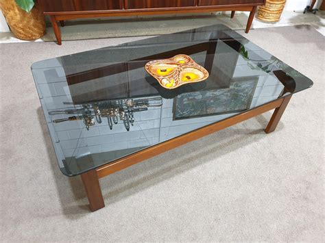 Retro TESSA Bentwood Glass Coffee Table Hilton And Main