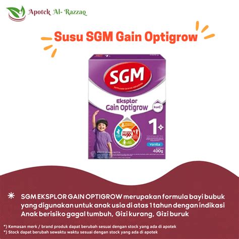 Jual Susu SGM Eksplor Gain Optigrow 1 Vanila 400 Gram Shopee Indonesia