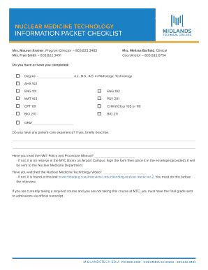 Fillable Online Midlandstech Nuclear Medicine Certificate In Nuclear