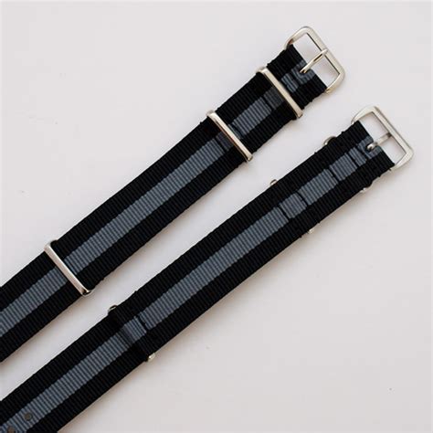 Black And Grey Stripe Nato Watch Strap 20mm