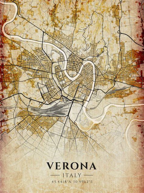 Verona Vintage Map Poster Winter Museo