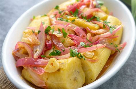 Boiled Green Plantains With Garlic And Onion Noubess Caribbean