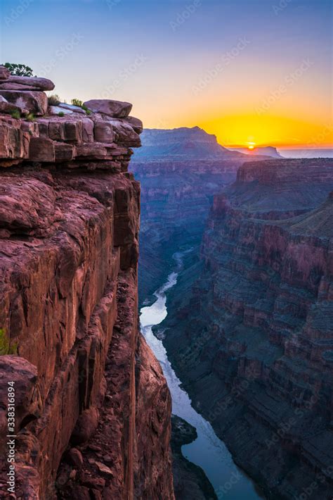 Scenic View Of Toroweap Overlook At Sunrise In North Rim Grand Canyon