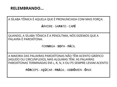 Plano de aula 4º ano Essas paroxítonas têm acento