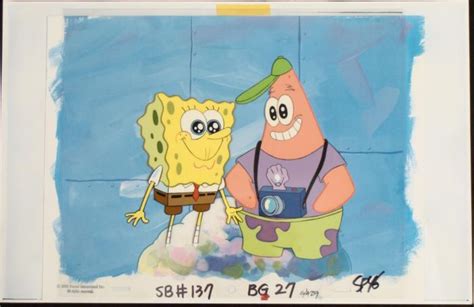 Animation Original Spongebob Cel Art Happy Background