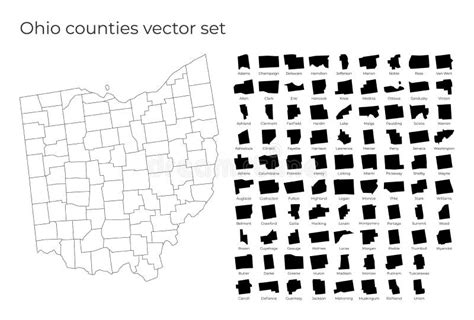 Ohio Map with Shapes of Regions. Stock Vector - Illustration of ...