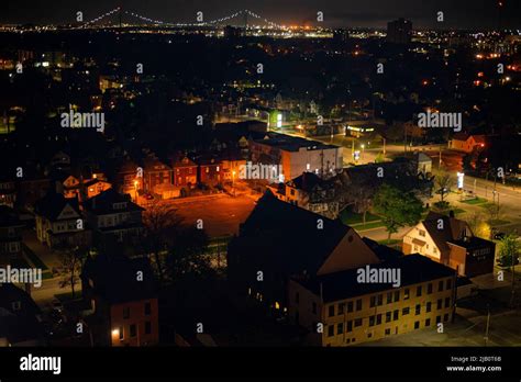 Scenic View of West of Windsor Ontario's Skyline at Night. Looking into ...