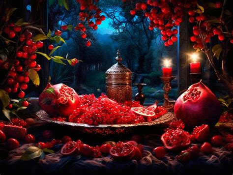 Premium Ai Image Yalda Night Pomegranate Festival Ramadan