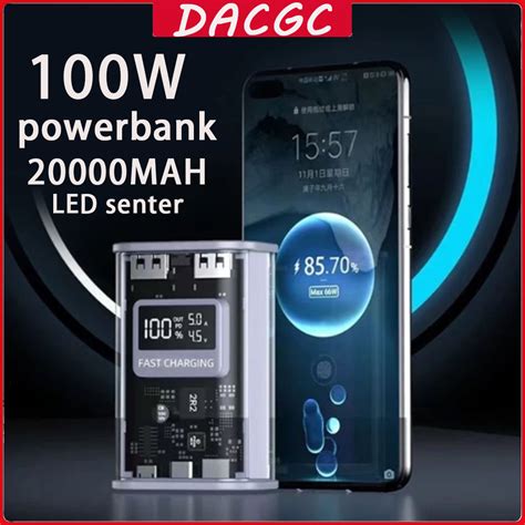 Jual 100W Fast Charge 20000 MAh Transparent Mecha Power Bank Large