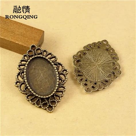 Rongqing Pcs Lot Antique Bronze Hollow Pattern Oval Cabochon Base