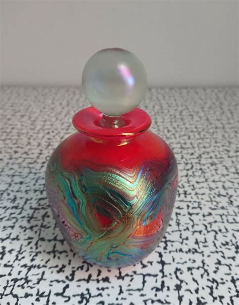 Vintage Retro Red Phoenician Maltese Glass Scent Bottle Iridescent Lustre Finish Ebay