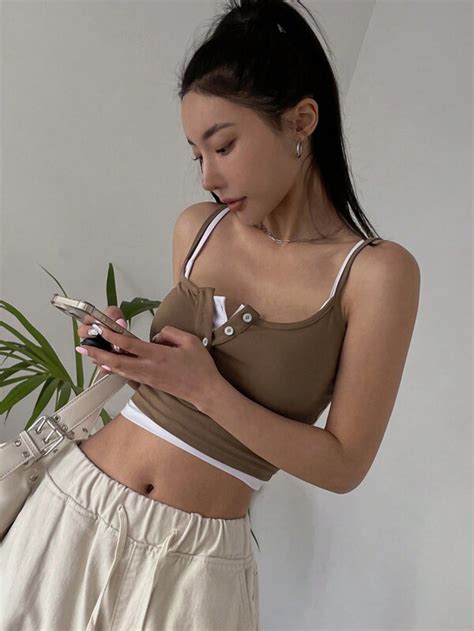 DAZY Kpop Contrast Binding Crop Cami Top SHEIN USA