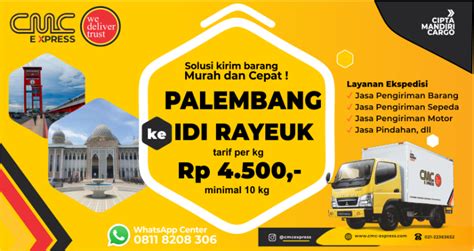 Ekspedisi Palembang Ke IDI RAYEUK Murah Tarif 4 500 Per Kg Min 10 Kg