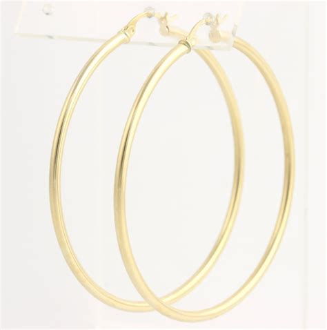 Large Gold Hoop Earrings 14k Yellow Women's Polished