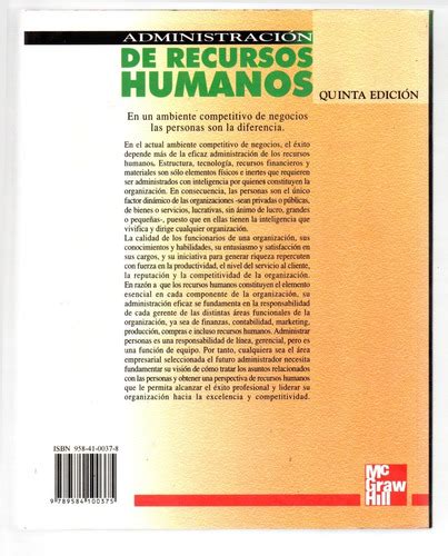 Idalberto Chiavenato Administración De Recursos Humanos 5 Ed Mercadolibre