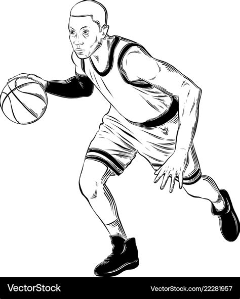 Hand Drawn Sketch Basketball Player In Black Vector Image