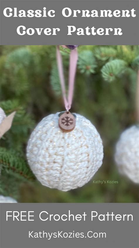 Three Crochet Ornaments Hanging From A Tree With Text Overlay That Says Free Crochet Pattern